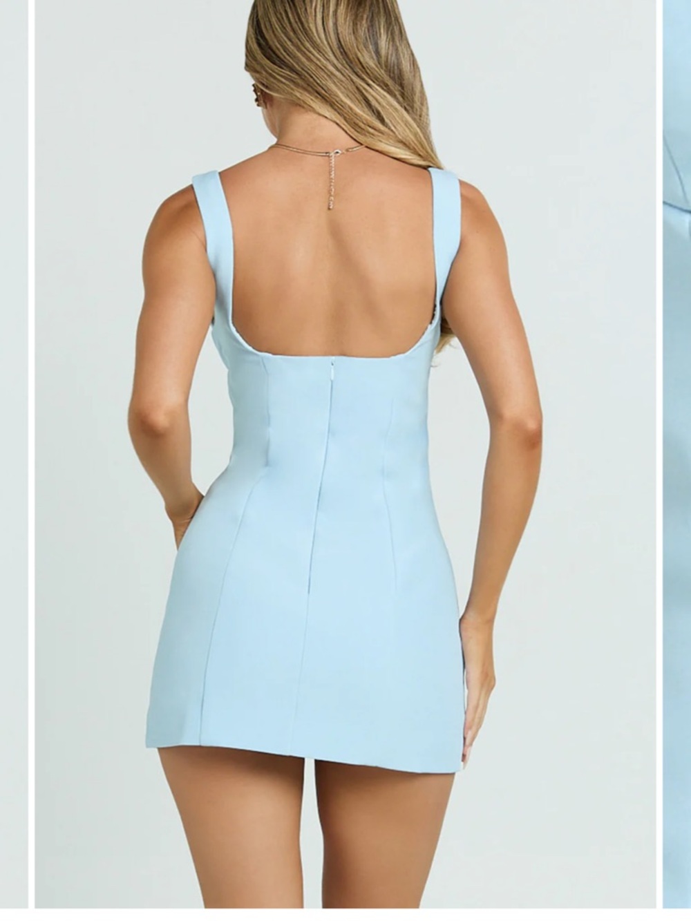 Showpo Light Blue Square-Neck Bodycon Mini Dress - Picture 2 of 4